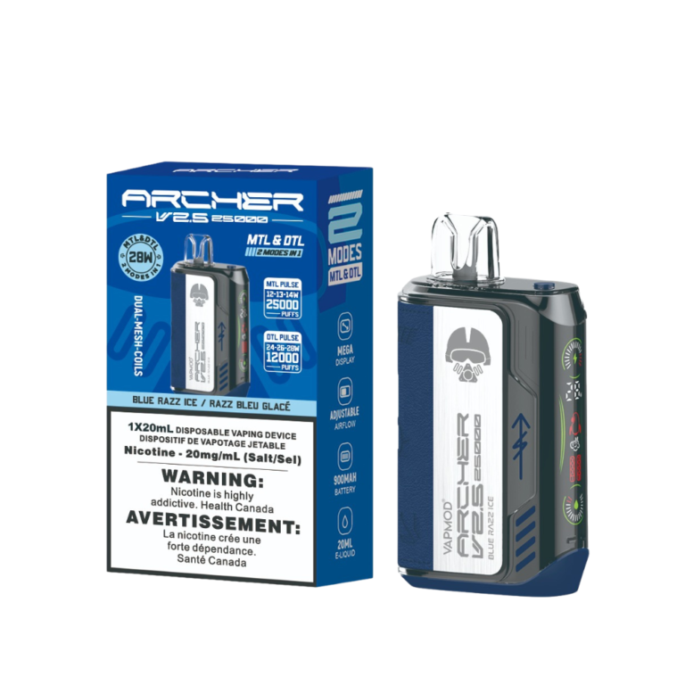 Vav Bri 2020 On On Vapmod Archer V2 5 Disposable Vape 5ct Blue Razz Ice