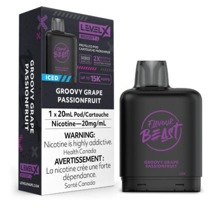 Level X Boost Flavour Beast 20mL Groovy Grape Passionfruit 25000 Puffs 20mg
