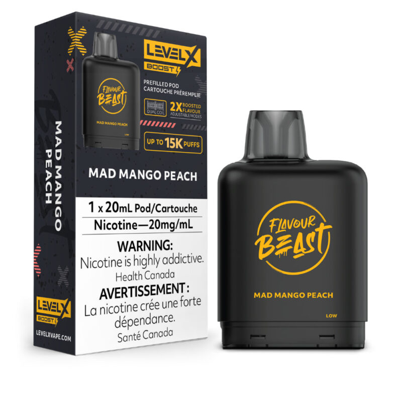 Level X Boost Flavour Beast 20mL Mad Mango Peach 25000 Puffs 20mg