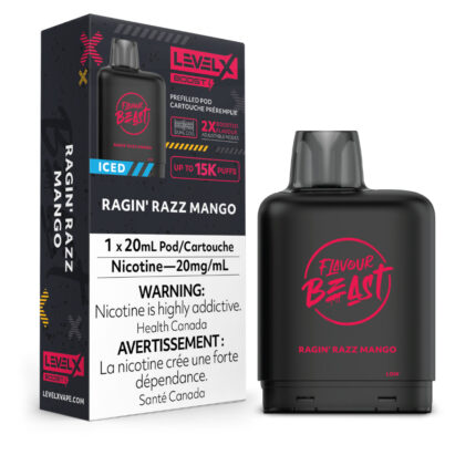 Level X Boost Flavour Beast 20mL Ragin' Razz Mango 15000 Puffs 20mg