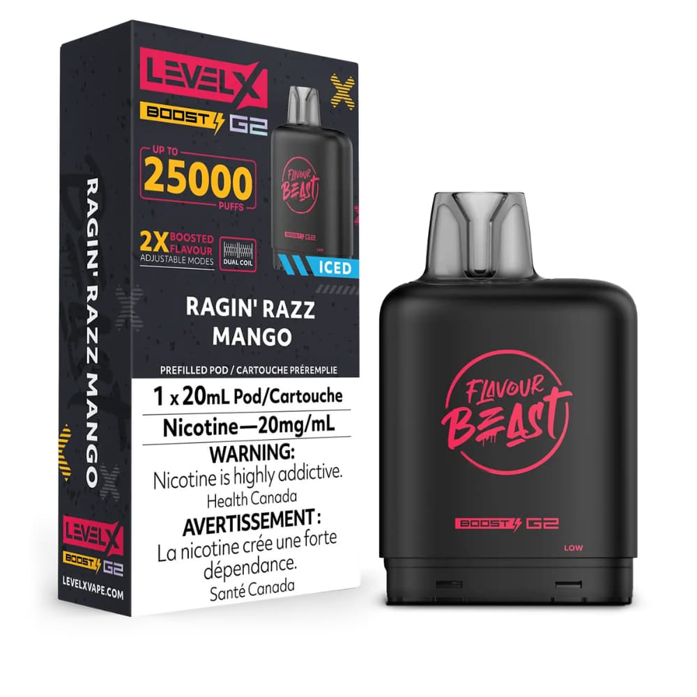 level-x-boost-flavour-beast-ragin-razz-mango-25000-puffs-1.jpg Level X Boost Flavour Beast 20mL Ragin' Razz Mango 25000 Puffs 20mg