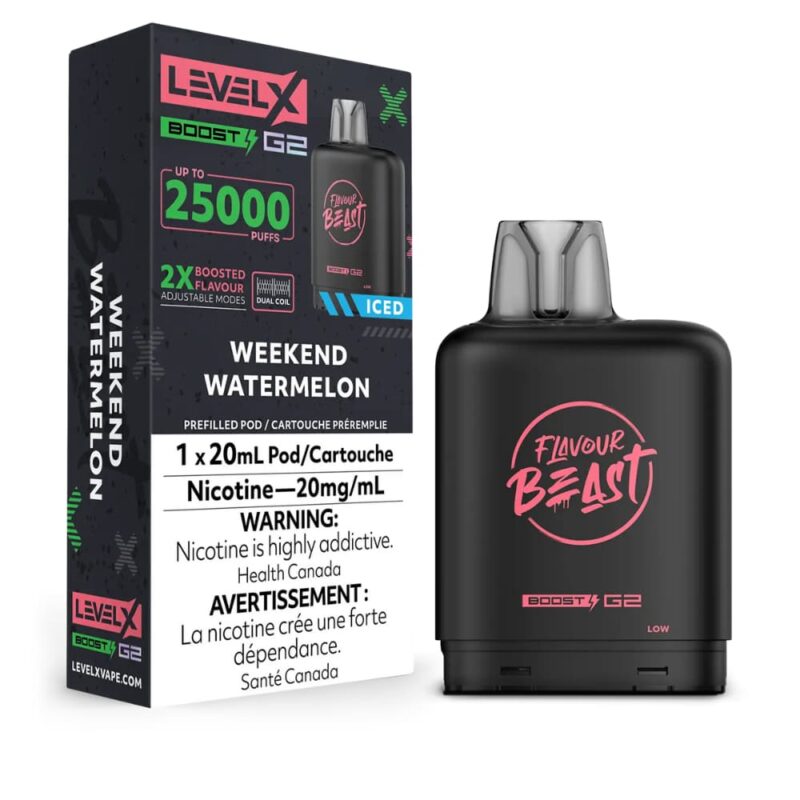 Level X Boost Flavour Beast 20mL Weekend Watermelon 25000 Puffs 20mg