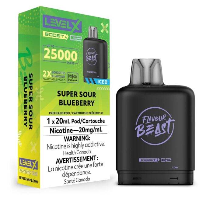 Level X Boost Flavour Beast 20mL Super Sour Blueberry 25000 Puffs 20mg