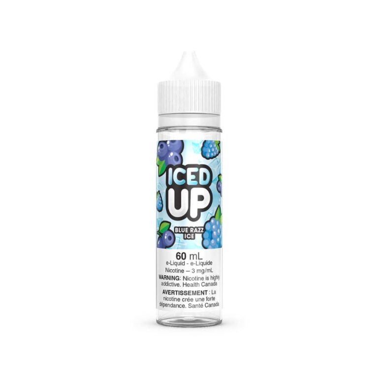 Iced Up Vape Juice Blue Razz Ice Nic Free 60ml