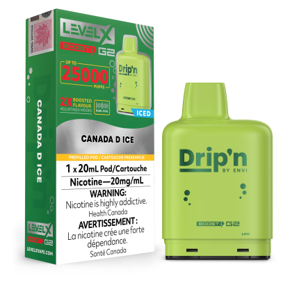 LEVELX Boost G2 Dripn POD AUG2024 RENDER FAM EXS 20mg Canada DIce scaled